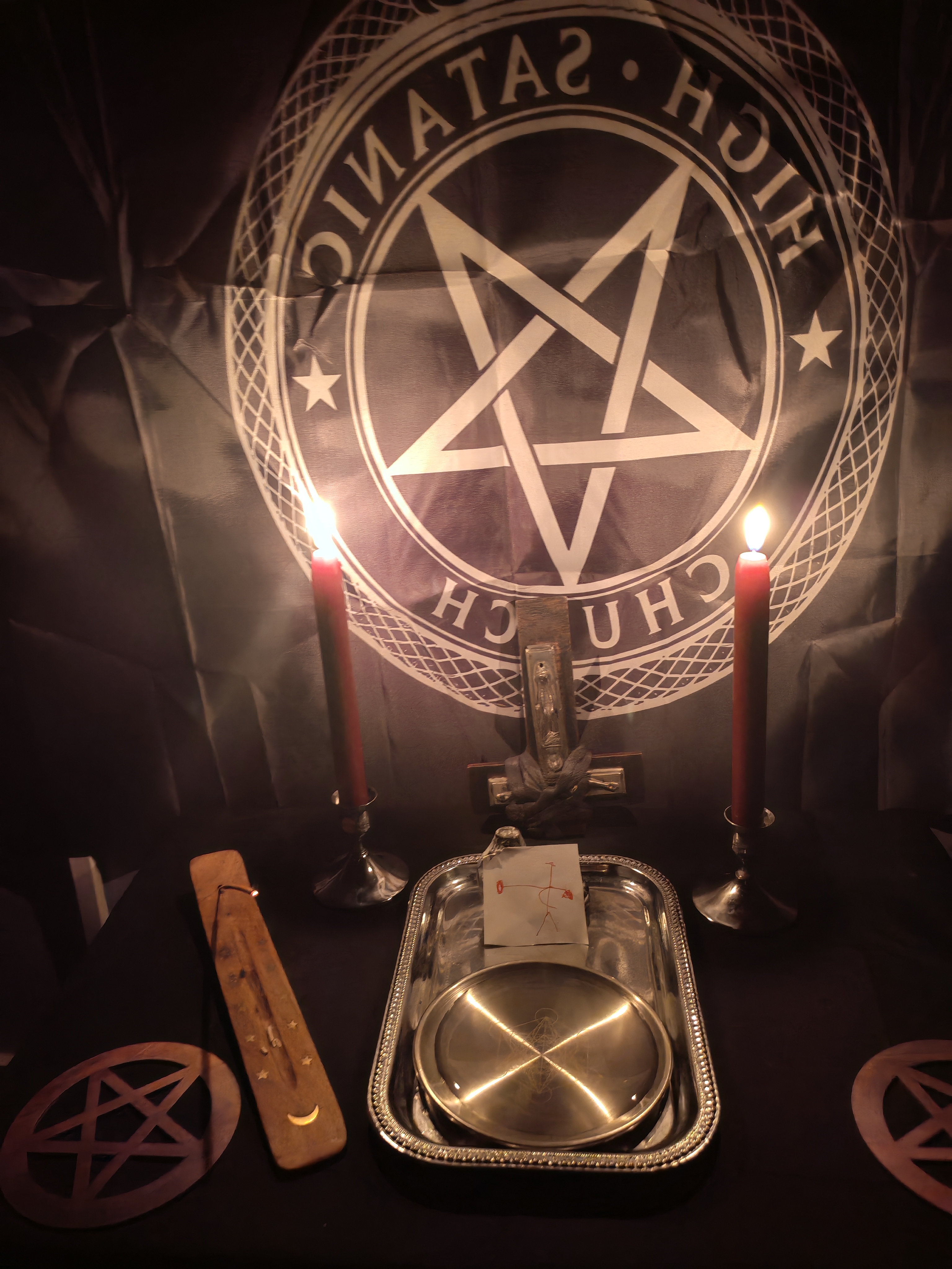 Candle-lit devotional table